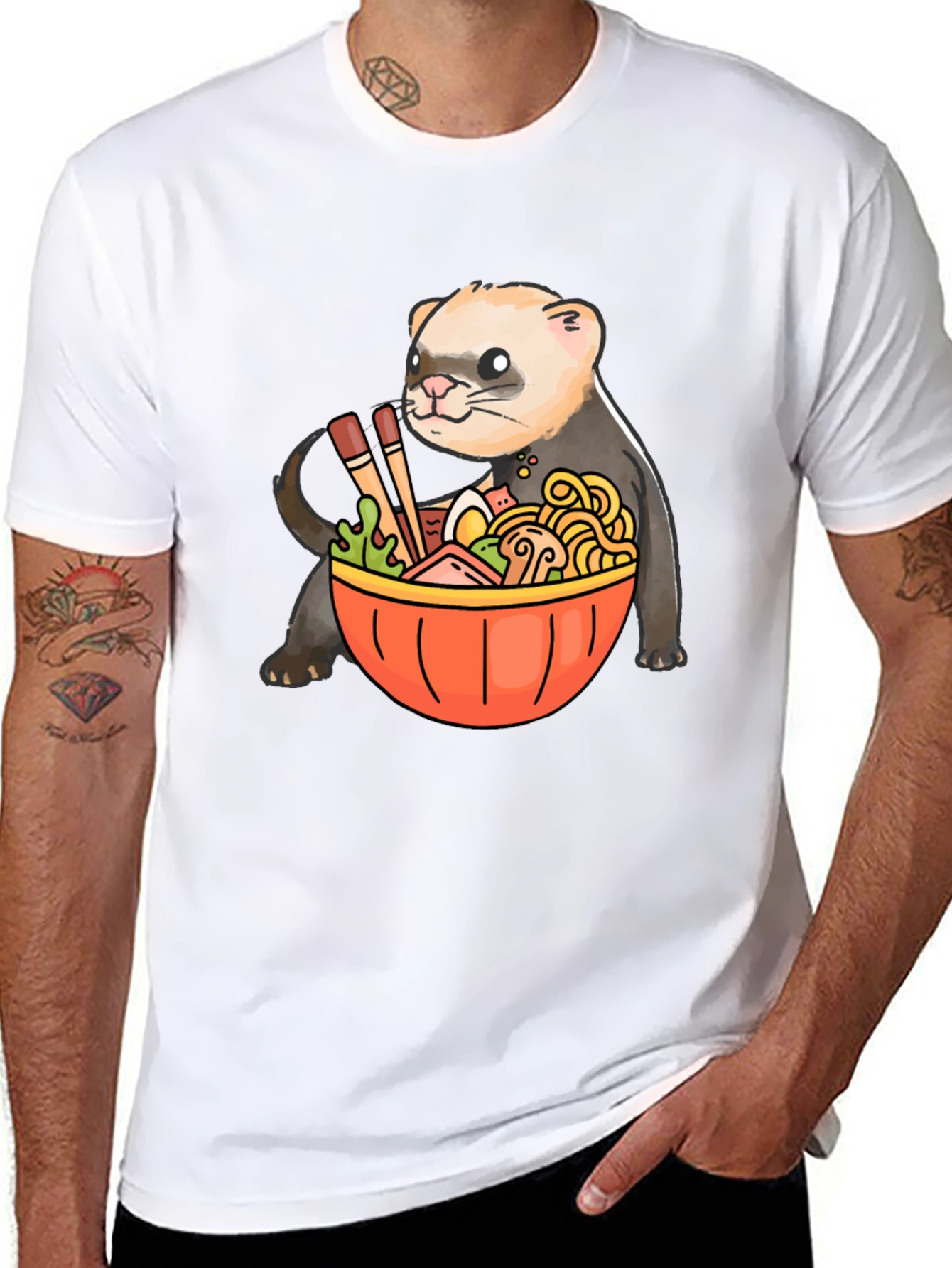 Ferret Ramen Graphic Tee - Funny Anime Style T-Shirt