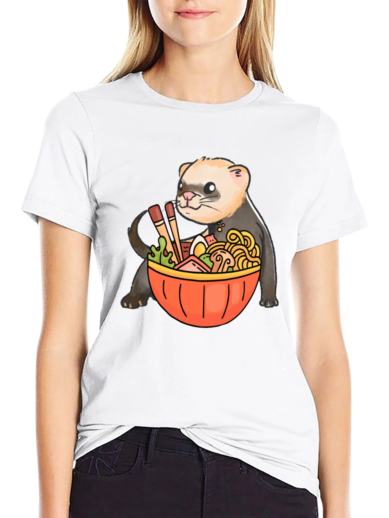 Ferret Ramen Graphic Tee - Funny Anime Style T-Shirt