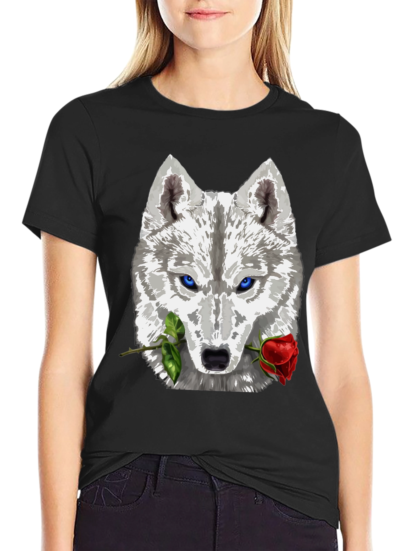 Wolf and Rose Graphic T-Shirt