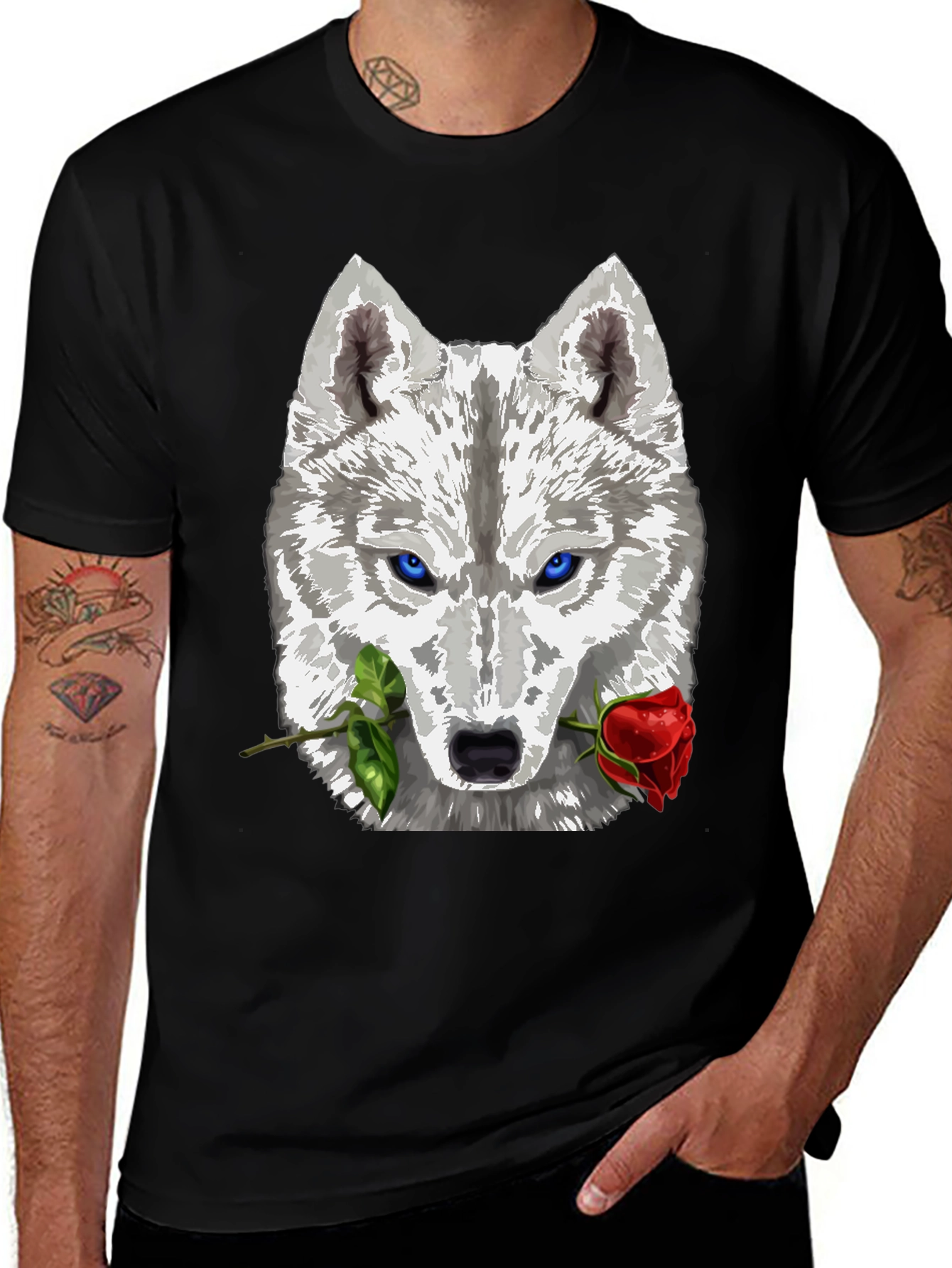 Wolf and Rose Graphic T-Shirt