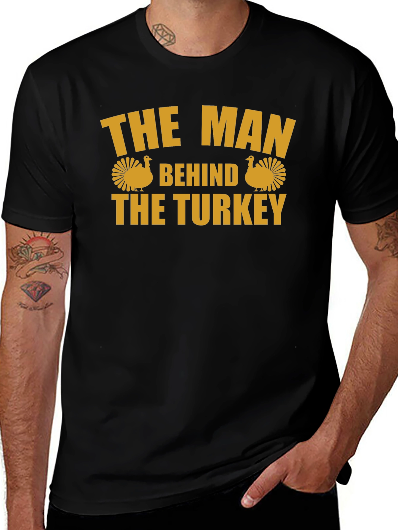 The Man Behind the Turkey T-Shirt - Thanksgiving Fun