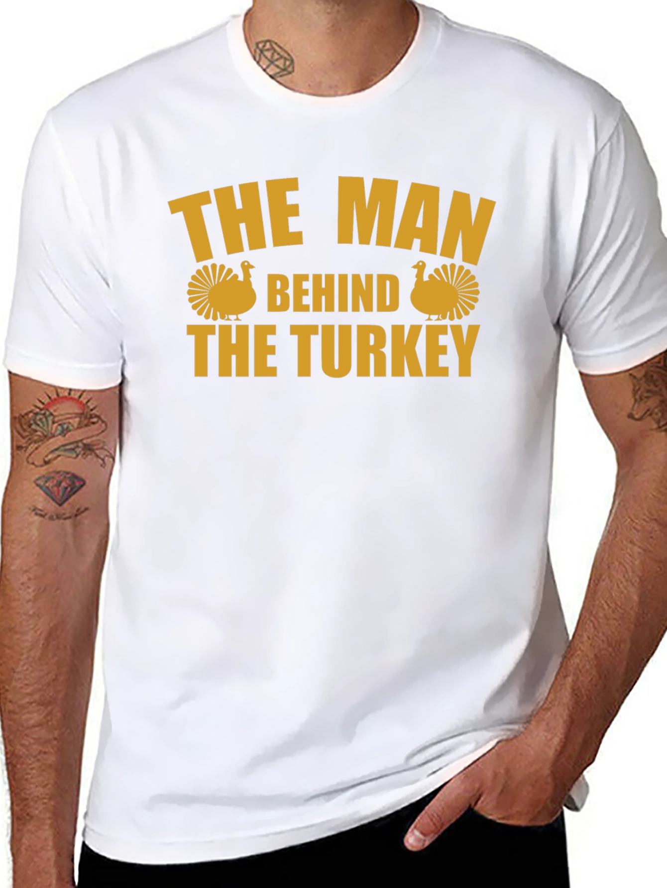 The Man Behind the Turkey T-Shirt - Thanksgiving Fun
