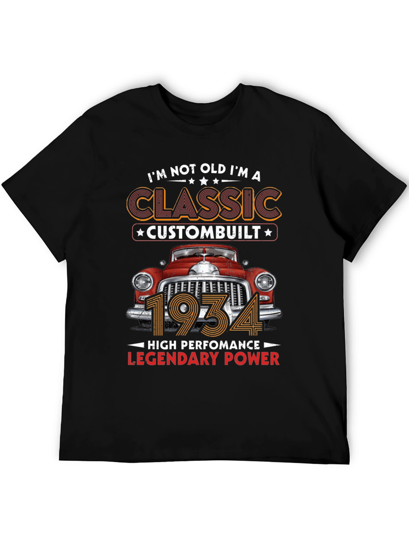 Classic 1934 Custombuilt Mens Black T-Shirt