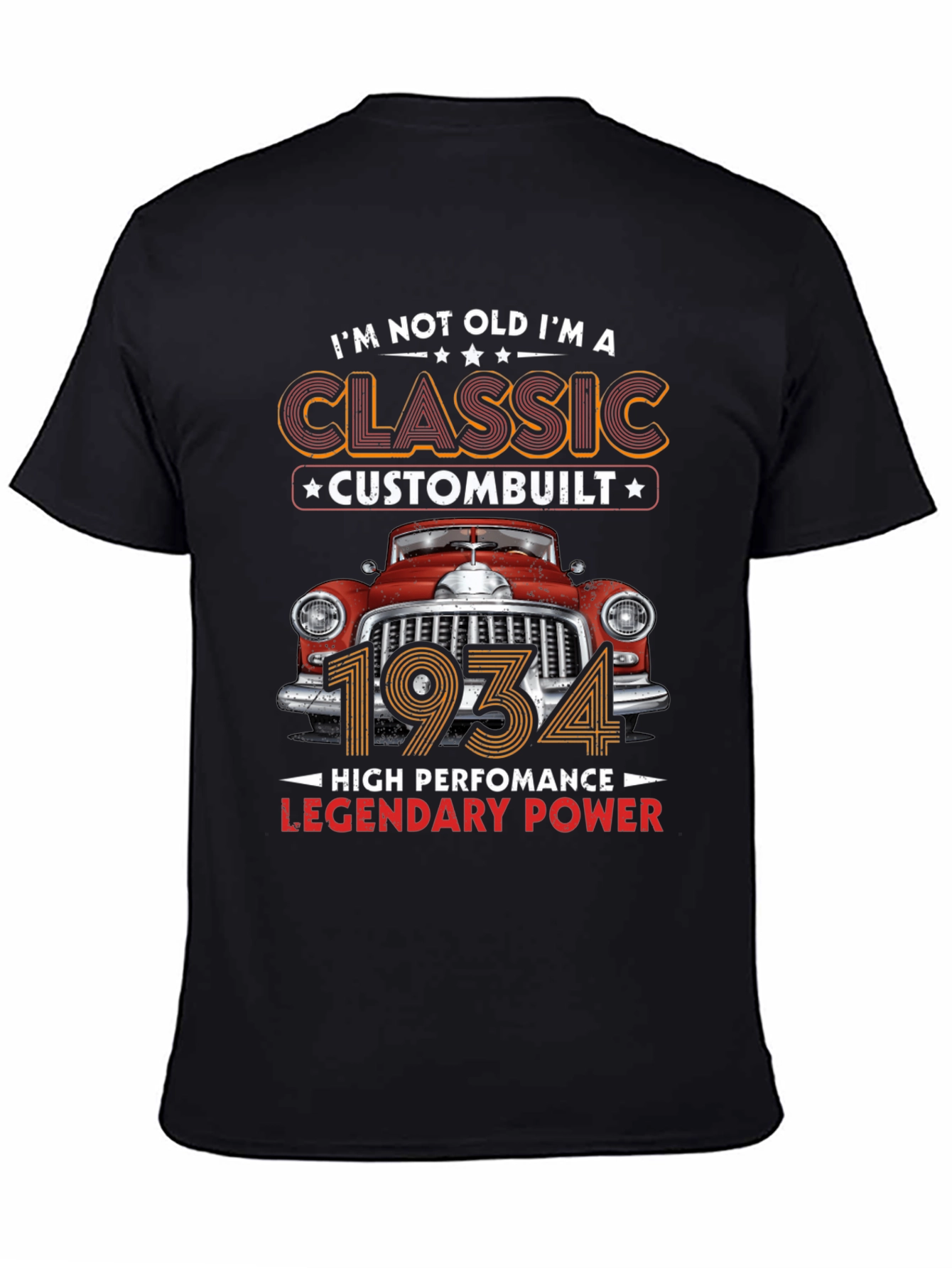 Classic 1934 Custombuilt Mens Black T-Shirt
