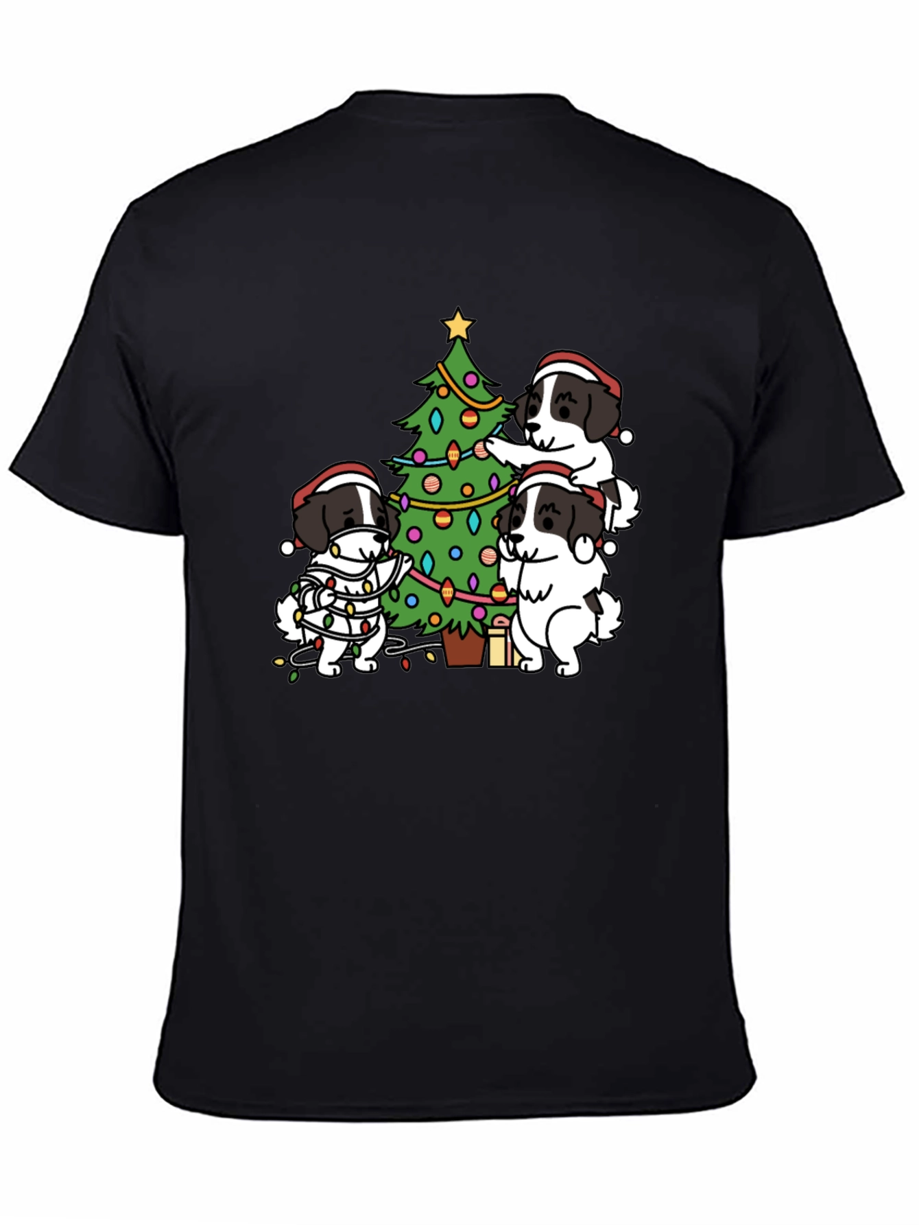 Dogs Decorating Christmas Tree T-Shirt – Festive Dog Lover Tee
