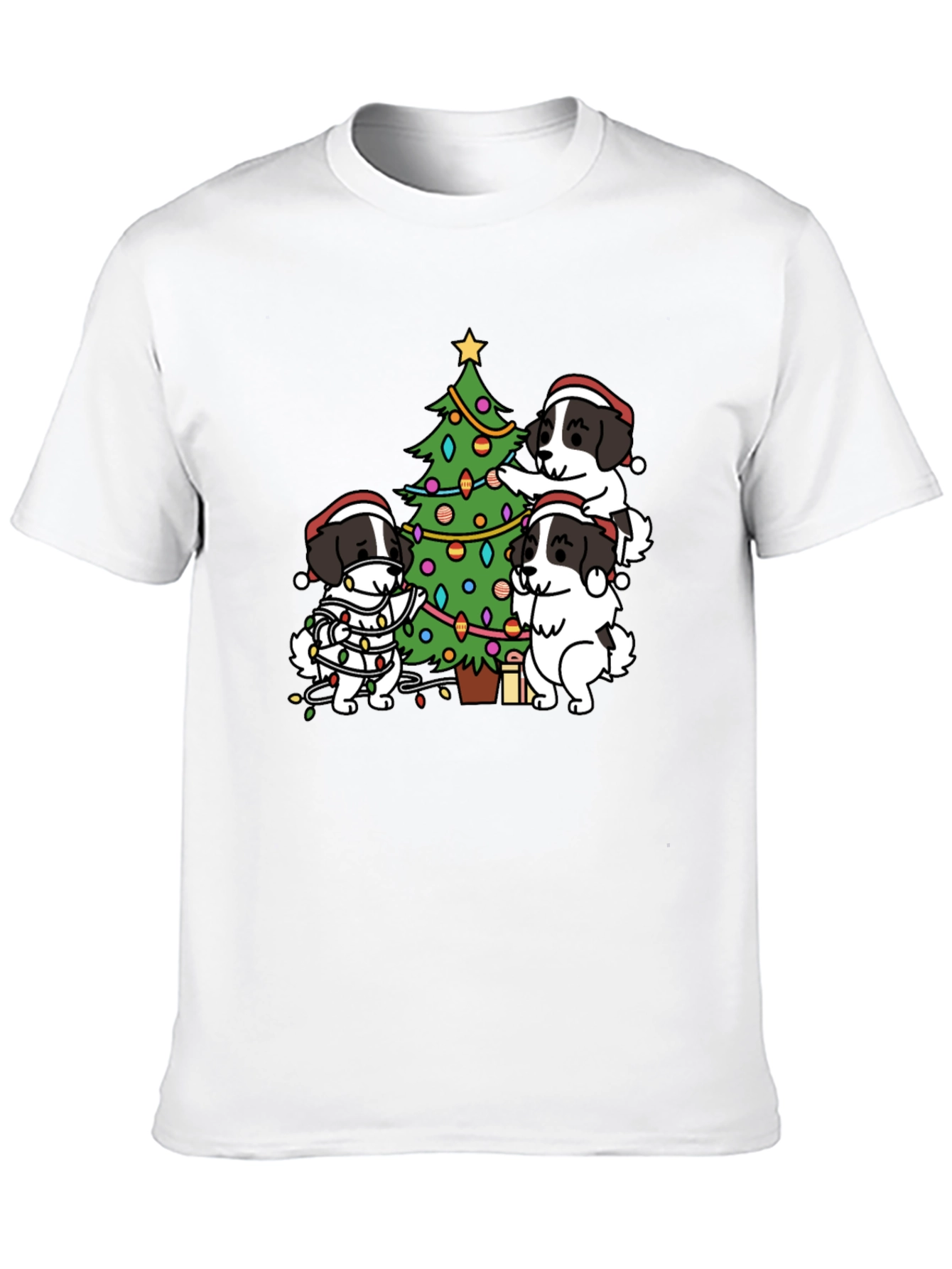 Dogs Decorating Christmas Tree T-Shirt – Festive Dog Lover Tee