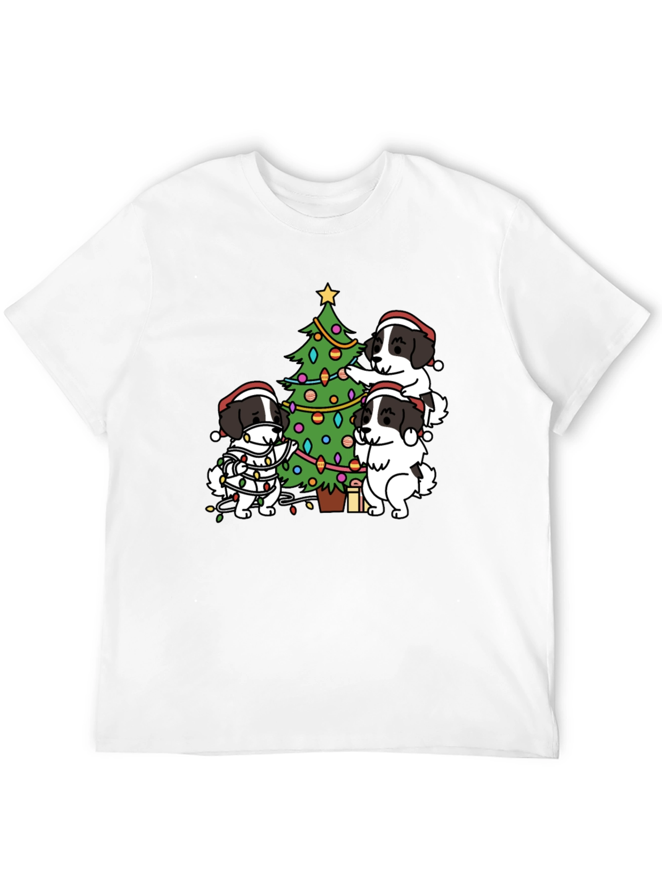 Dogs Decorating Christmas Tree T-Shirt – Festive Dog Lover Tee