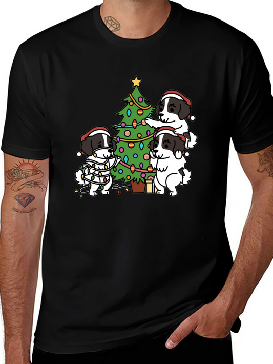Dogs Decorating Christmas Tree T-Shirt – Festive Dog Lover Tee