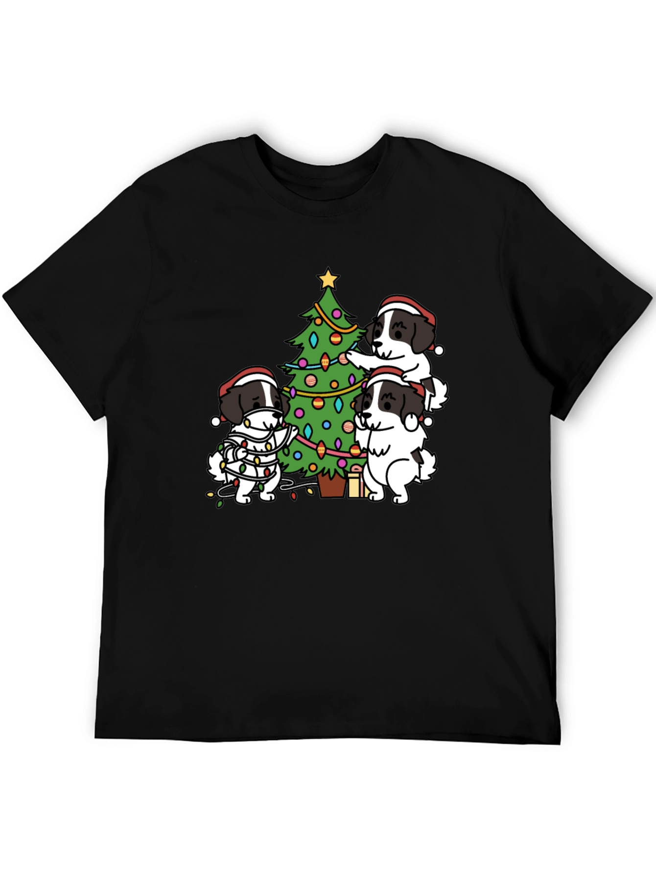 Dogs Decorating Christmas Tree T-Shirt – Festive Dog Lover Tee