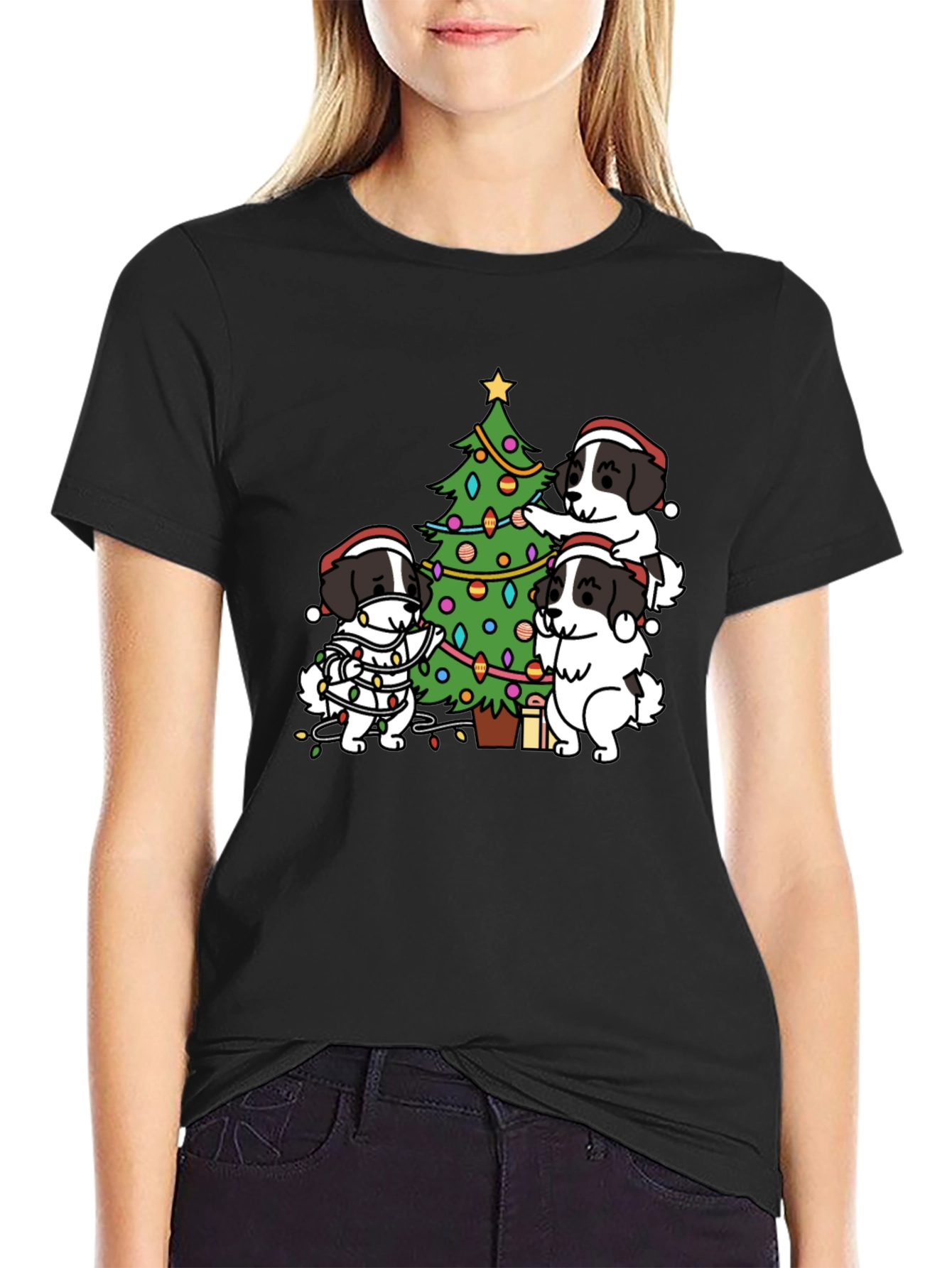 Dogs Decorating Christmas Tree T-Shirt – Festive Dog Lover Tee