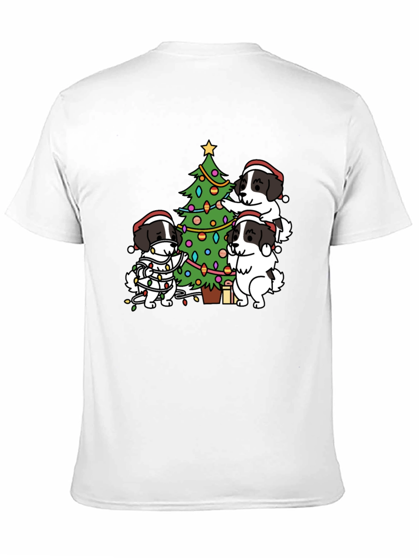 Dogs Decorating Christmas Tree T-Shirt – Festive Dog Lover Tee