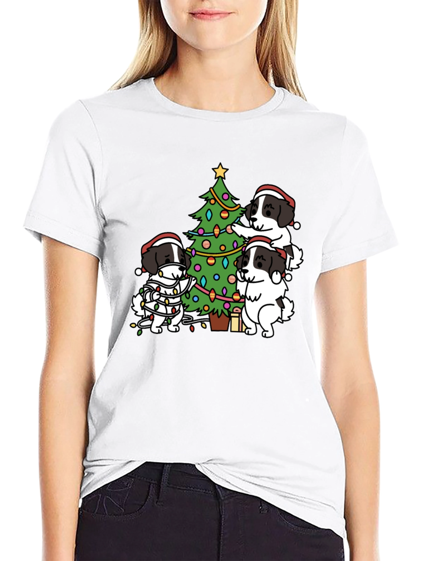 Dogs Decorating Christmas Tree T-Shirt – Festive Dog Lover Tee