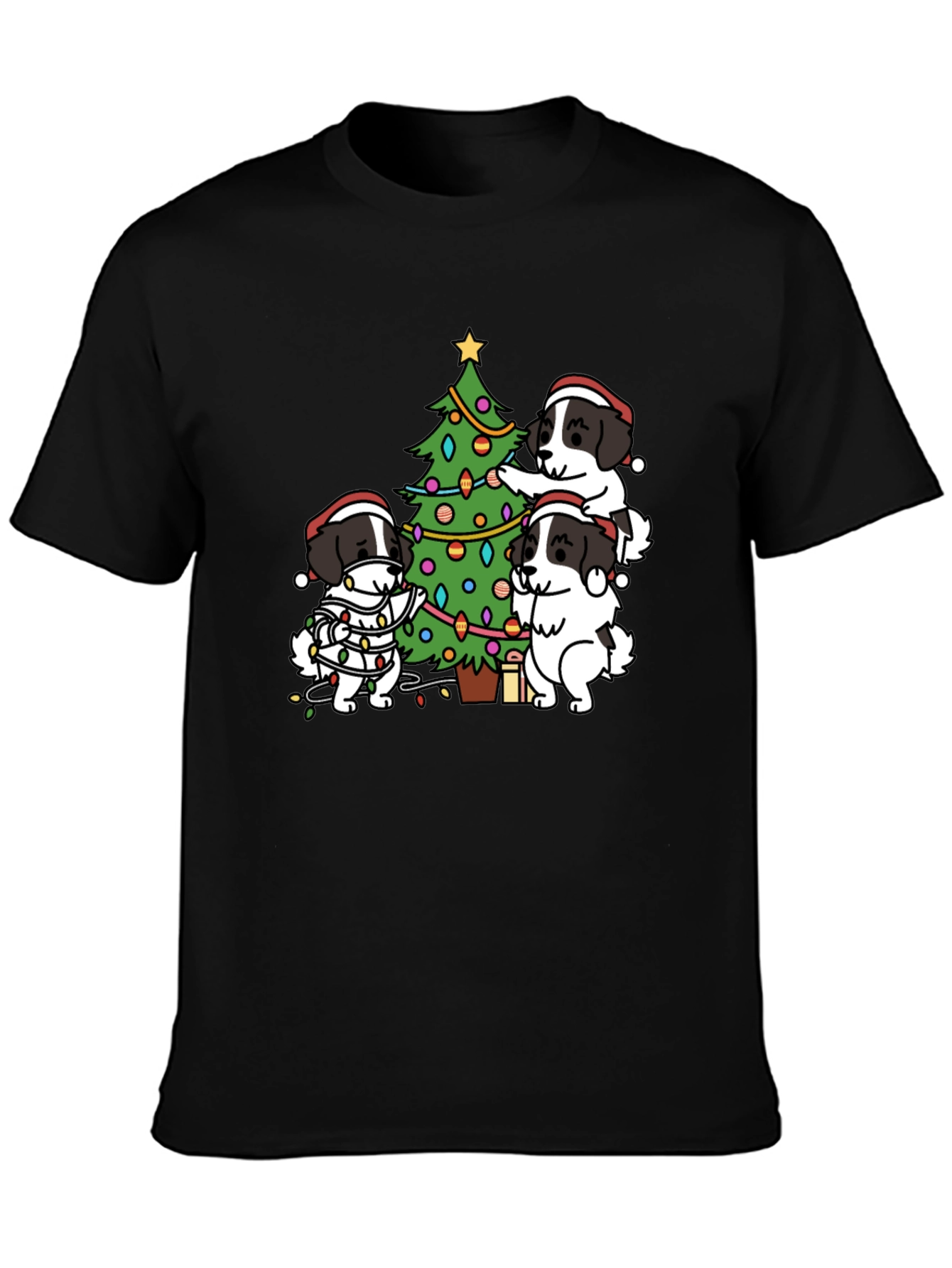 Dogs Decorating Christmas Tree T-Shirt – Festive Dog Lover Tee