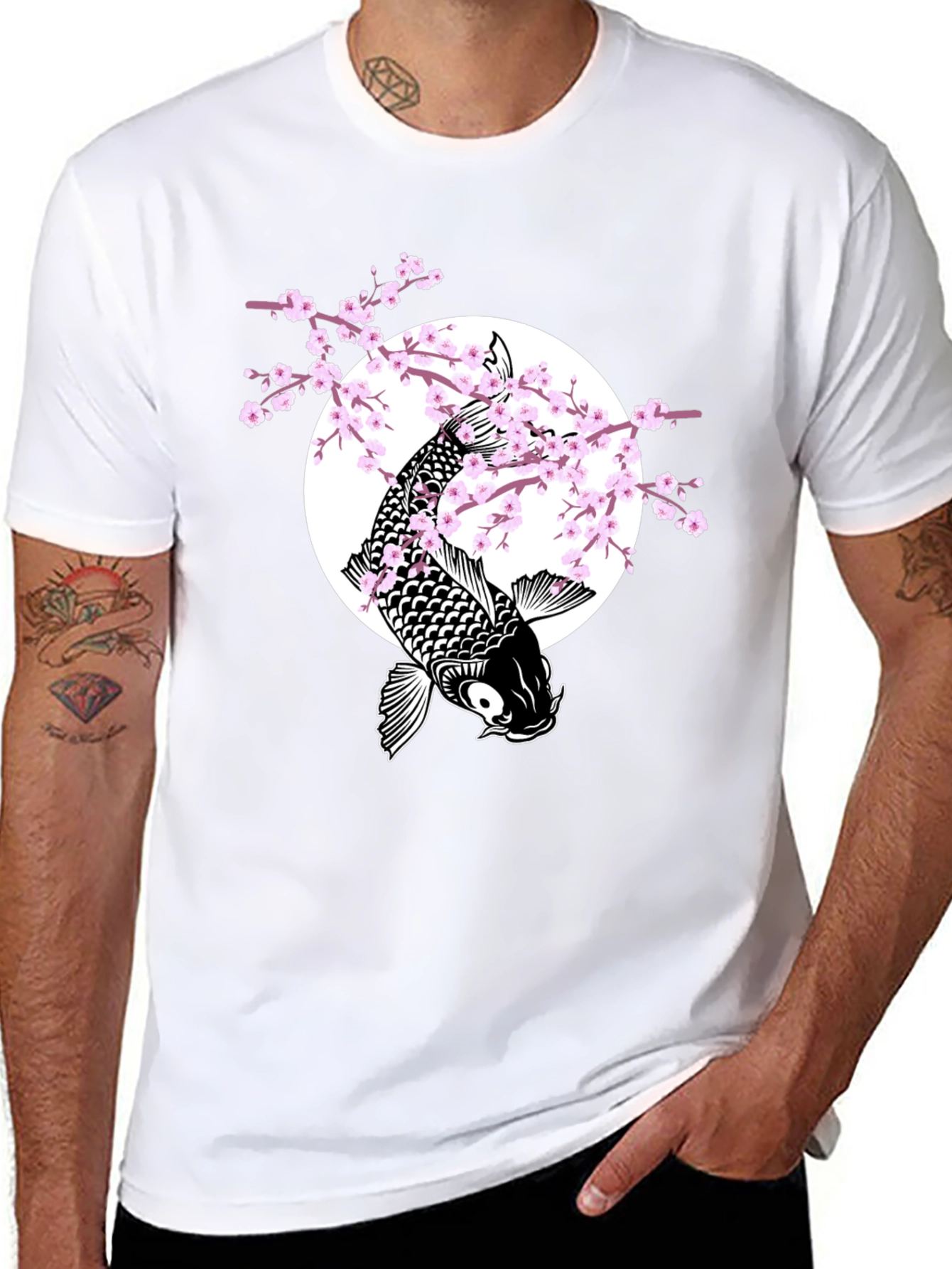 Koi Fish & Cherry Blossom Graphic Tee
