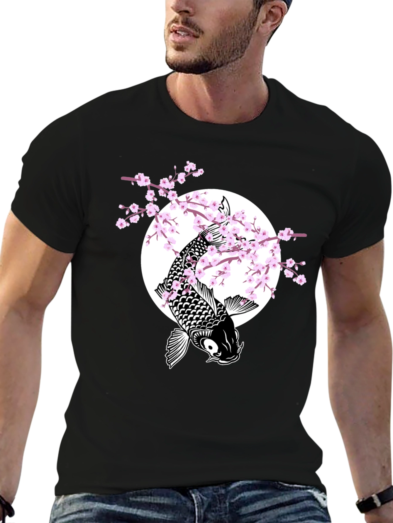 Koi Fish & Cherry Blossom Graphic Tee