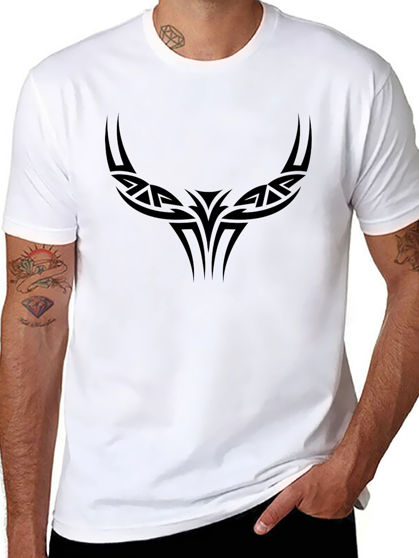 Tribal Bull Graphic Black T-Shirt