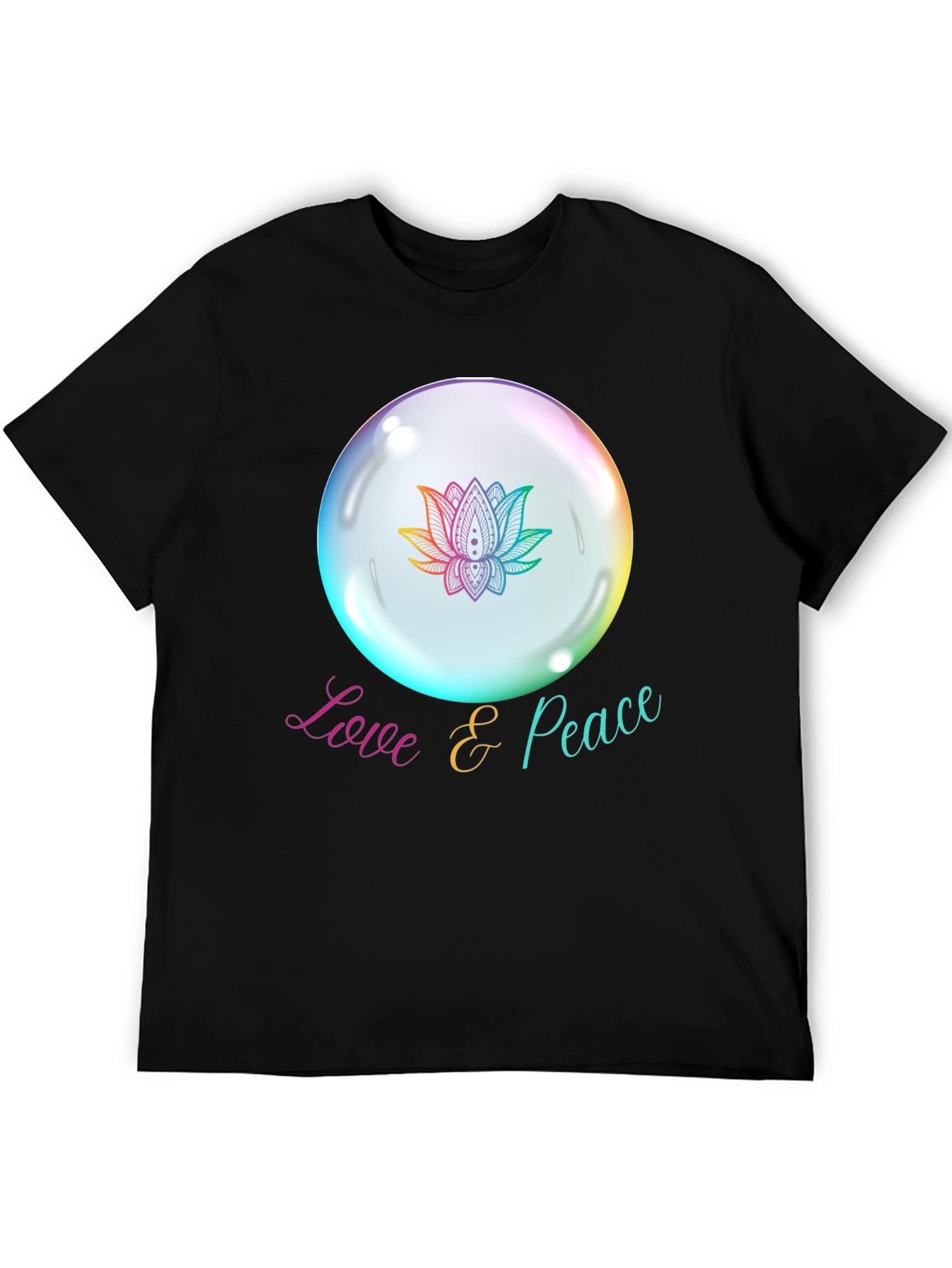 Love & Peace Lotus Bubble Graphic T-Shirt