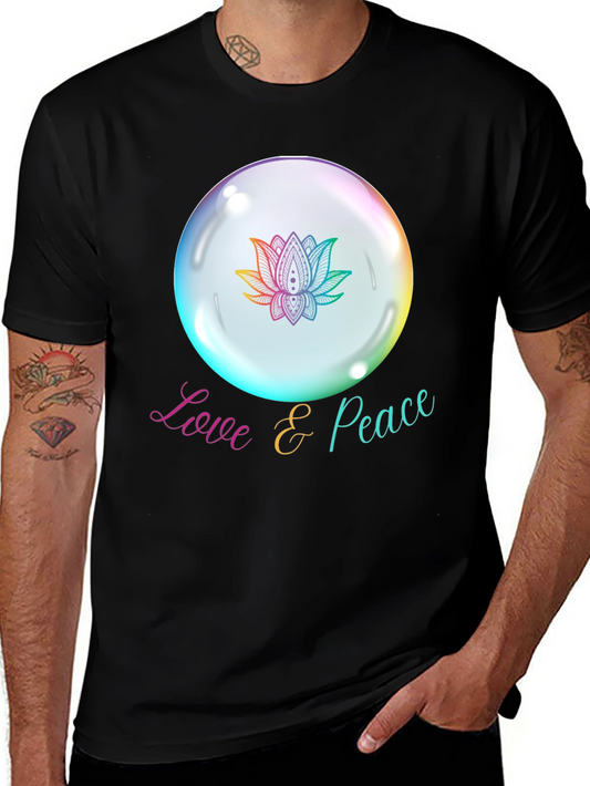 Love & Peace Lotus Bubble Graphic T-Shirt
