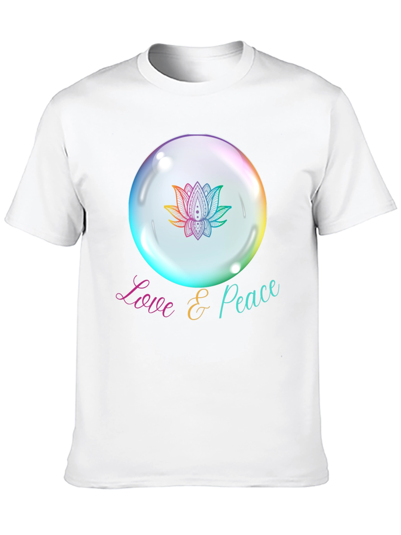 Love & Peace Lotus Bubble Graphic T-Shirt