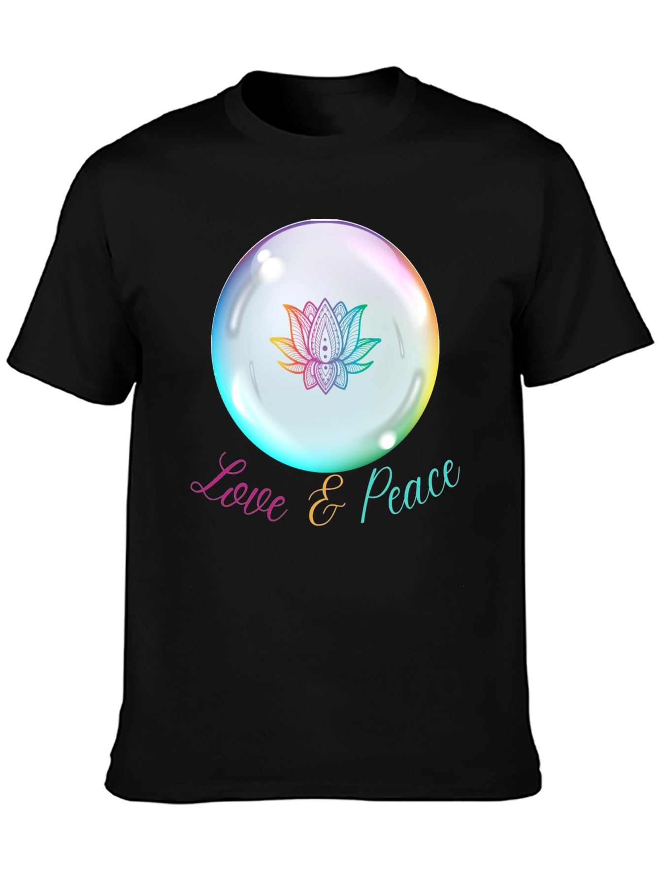 Love & Peace Lotus Bubble Graphic T-Shirt
