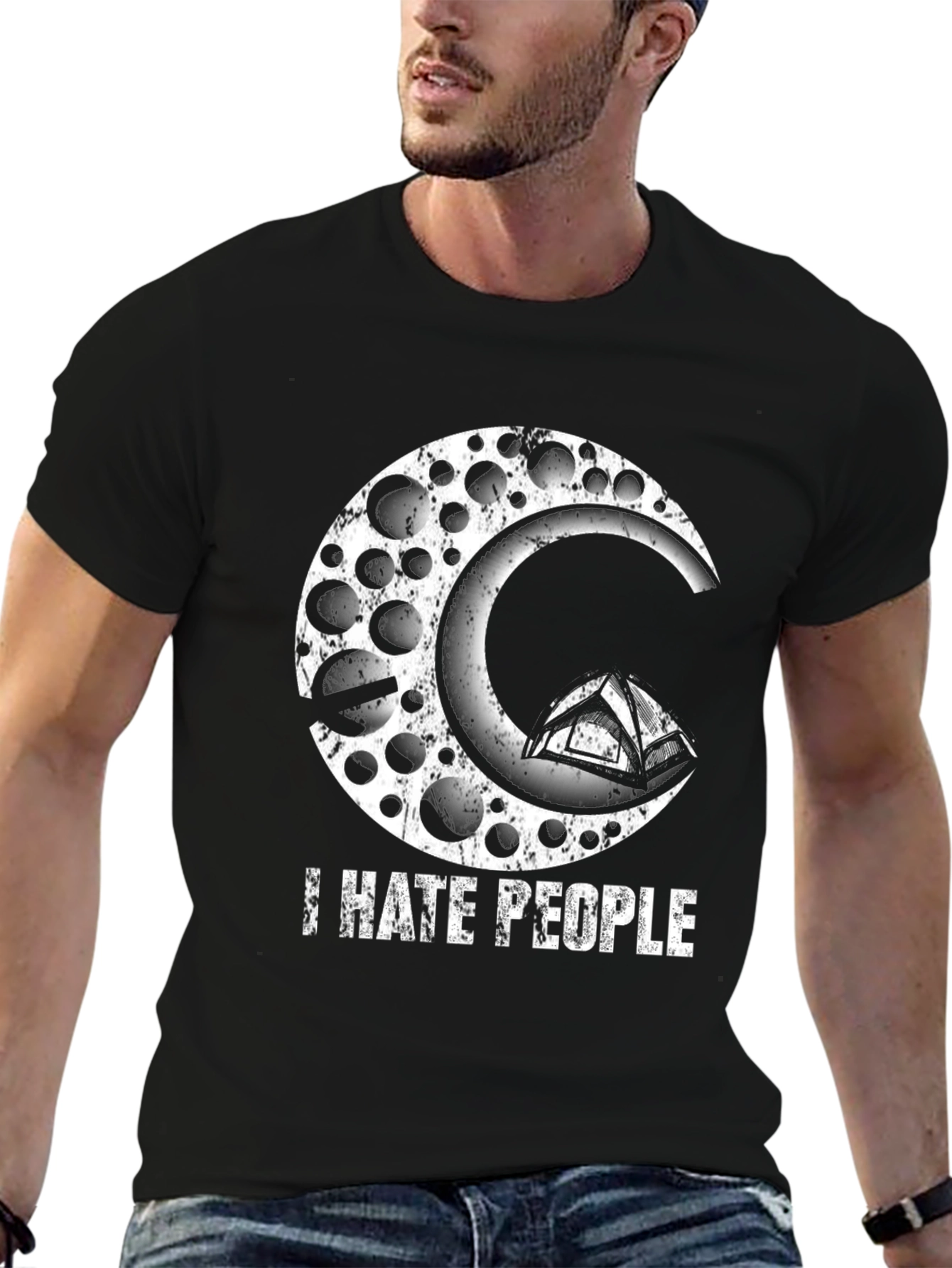 I Hate People Moon & Tent Graphic Tee