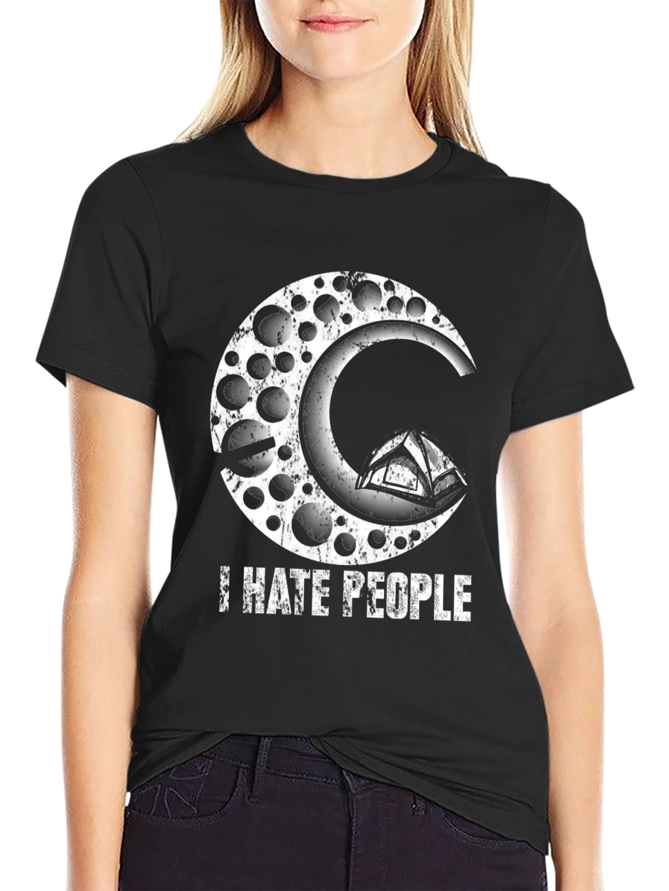 I Hate People Moon & Tent Graphic Tee
