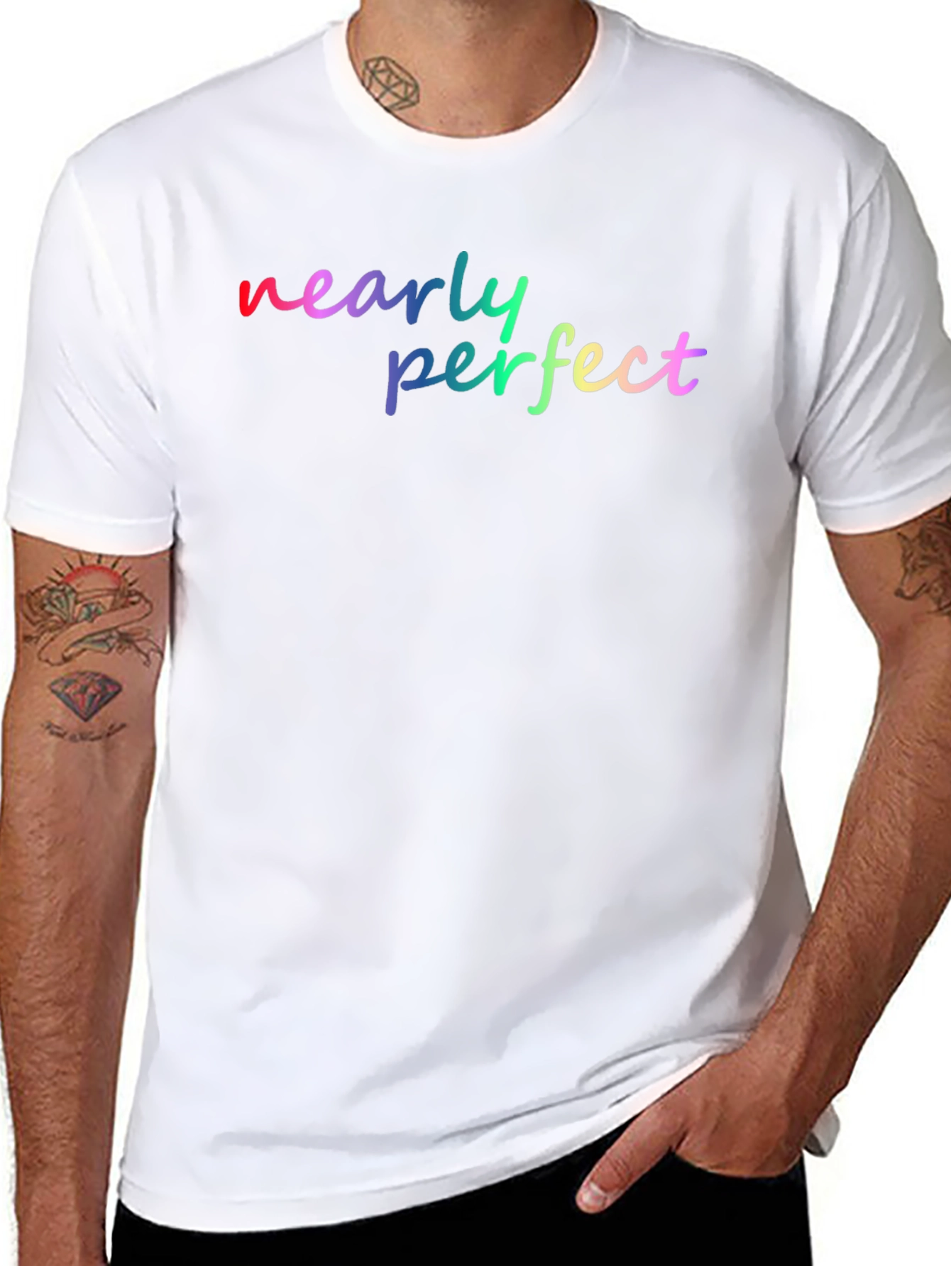 Nearly Perfect Rainbow Graphic Tee - Soft Black Shirt