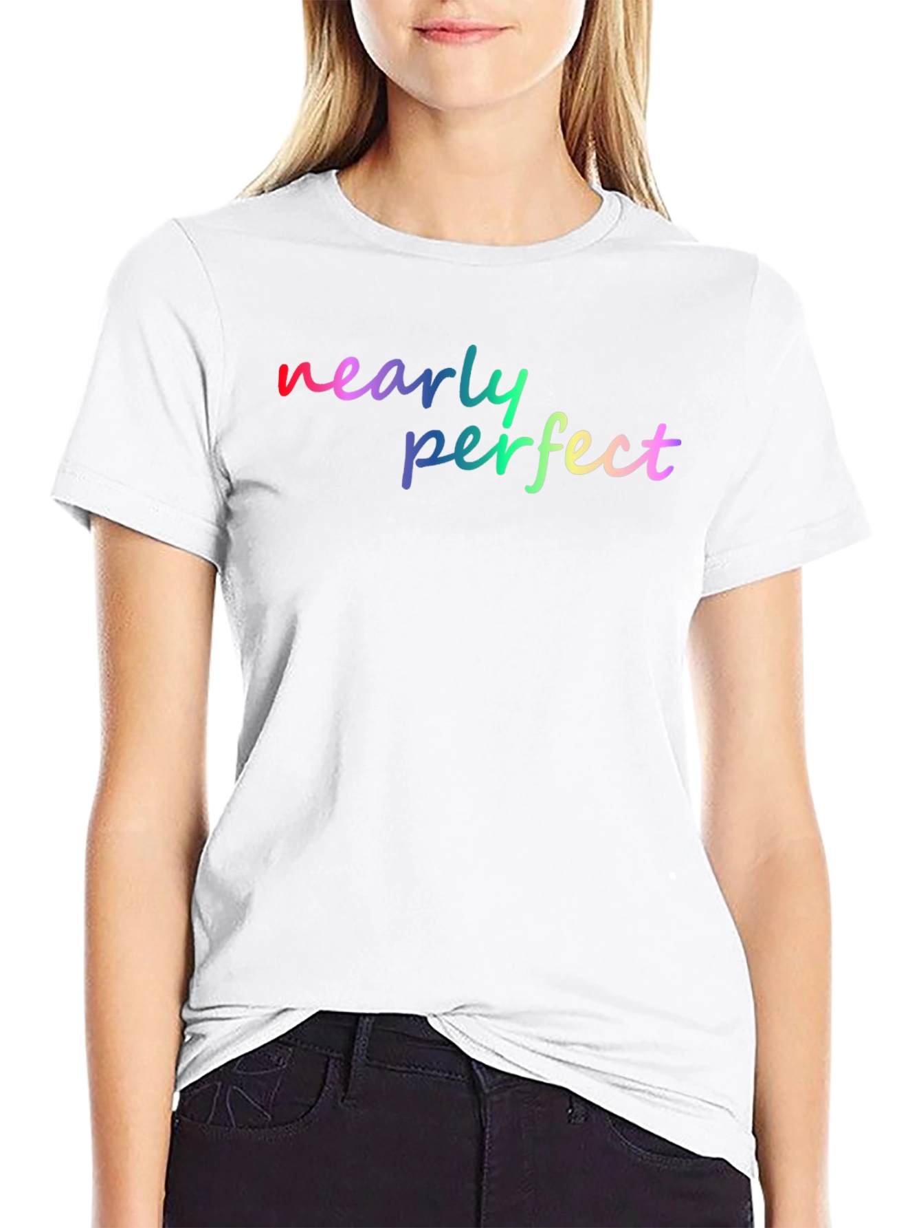 Nearly Perfect Rainbow Graphic Tee - Soft Black Shirt