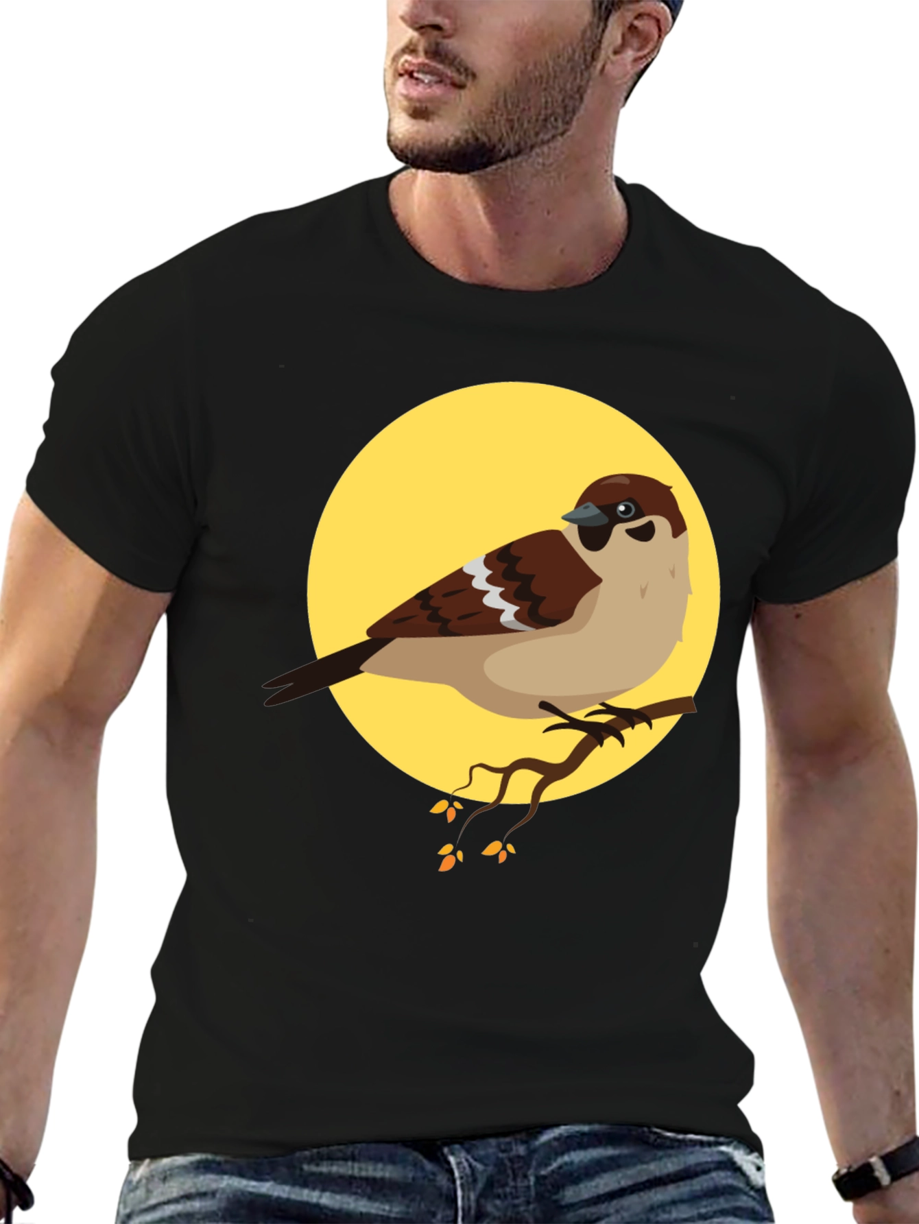 Sparrow Graphic Tee - Nature Lovers Black T-Shirt
