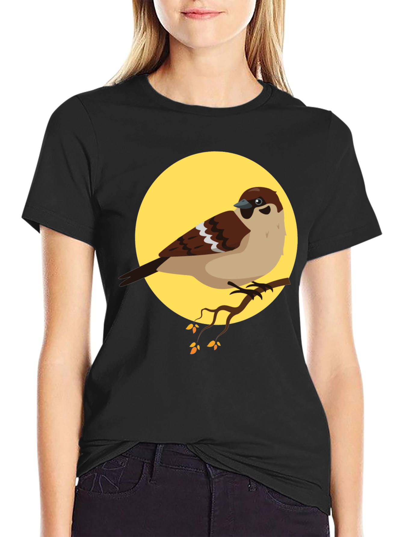 Sparrow Graphic Tee - Nature Lovers Black T-Shirt