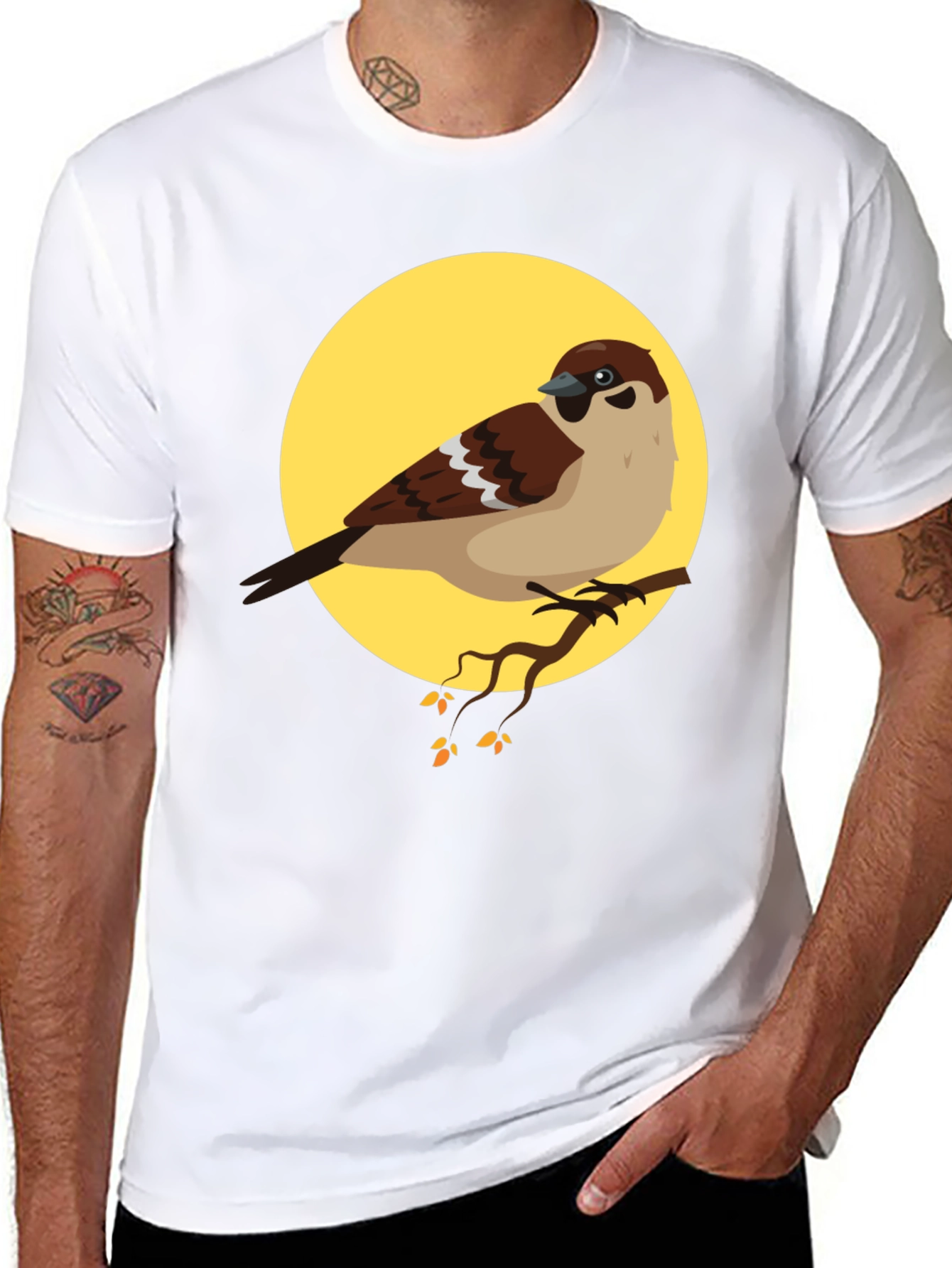 Sparrow Graphic Tee - Nature Lovers Black T-Shirt