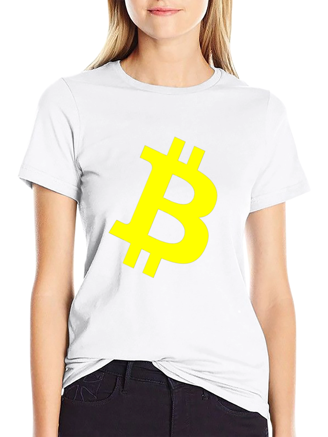 Bitcoin Crypto Yellow Logo Black T-Shirt