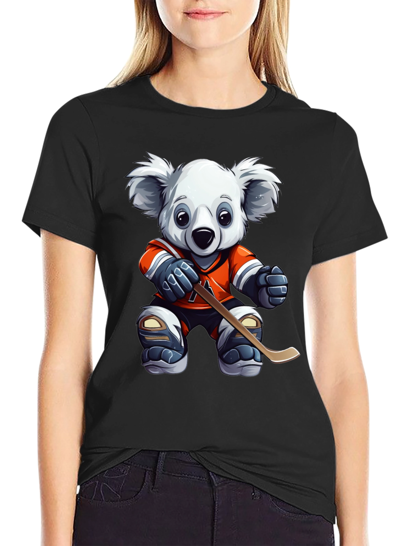Koala Hockey Player Graphic Tee - Black