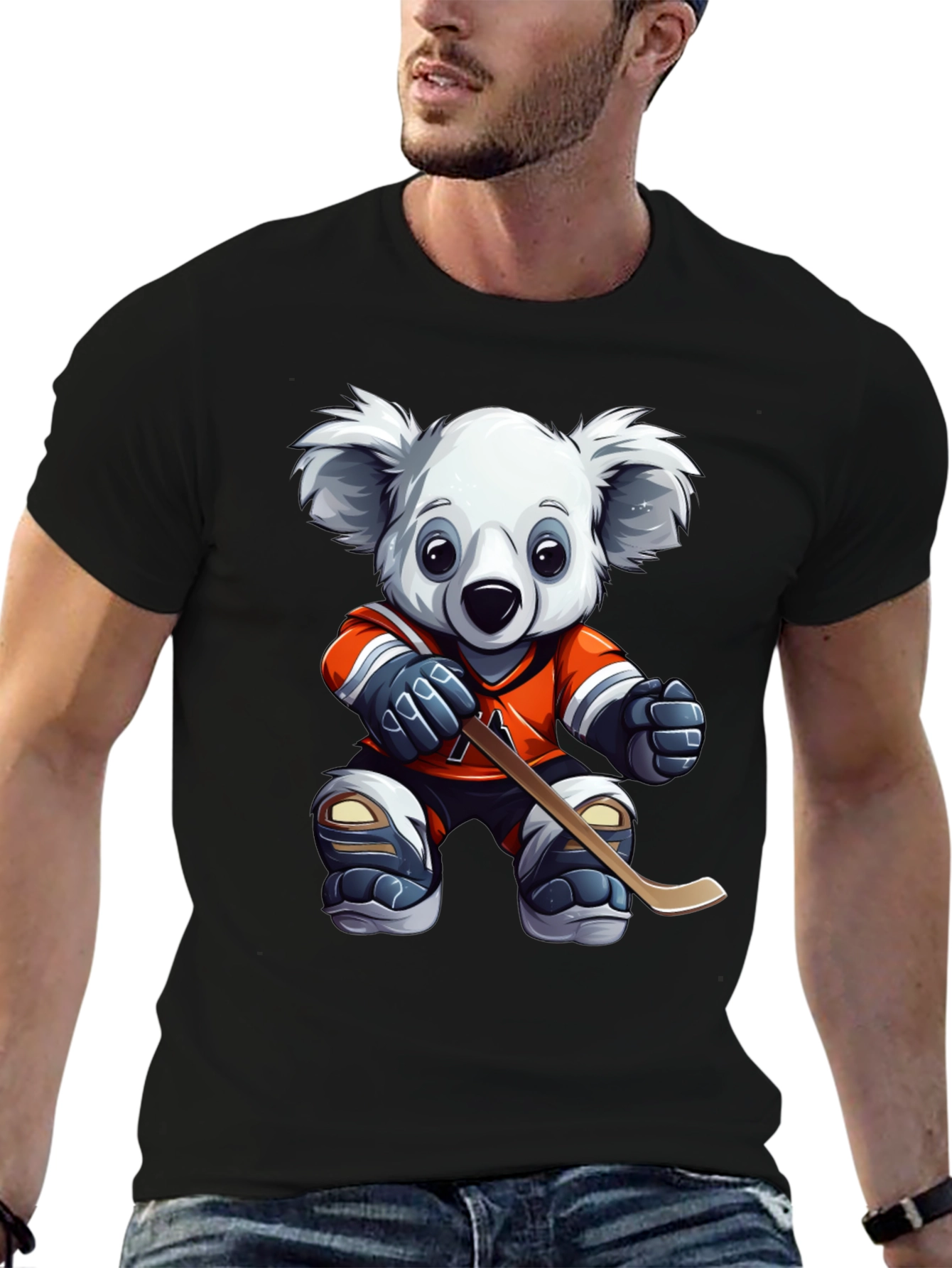 Koala Hockey Player Graphic Tee - Black