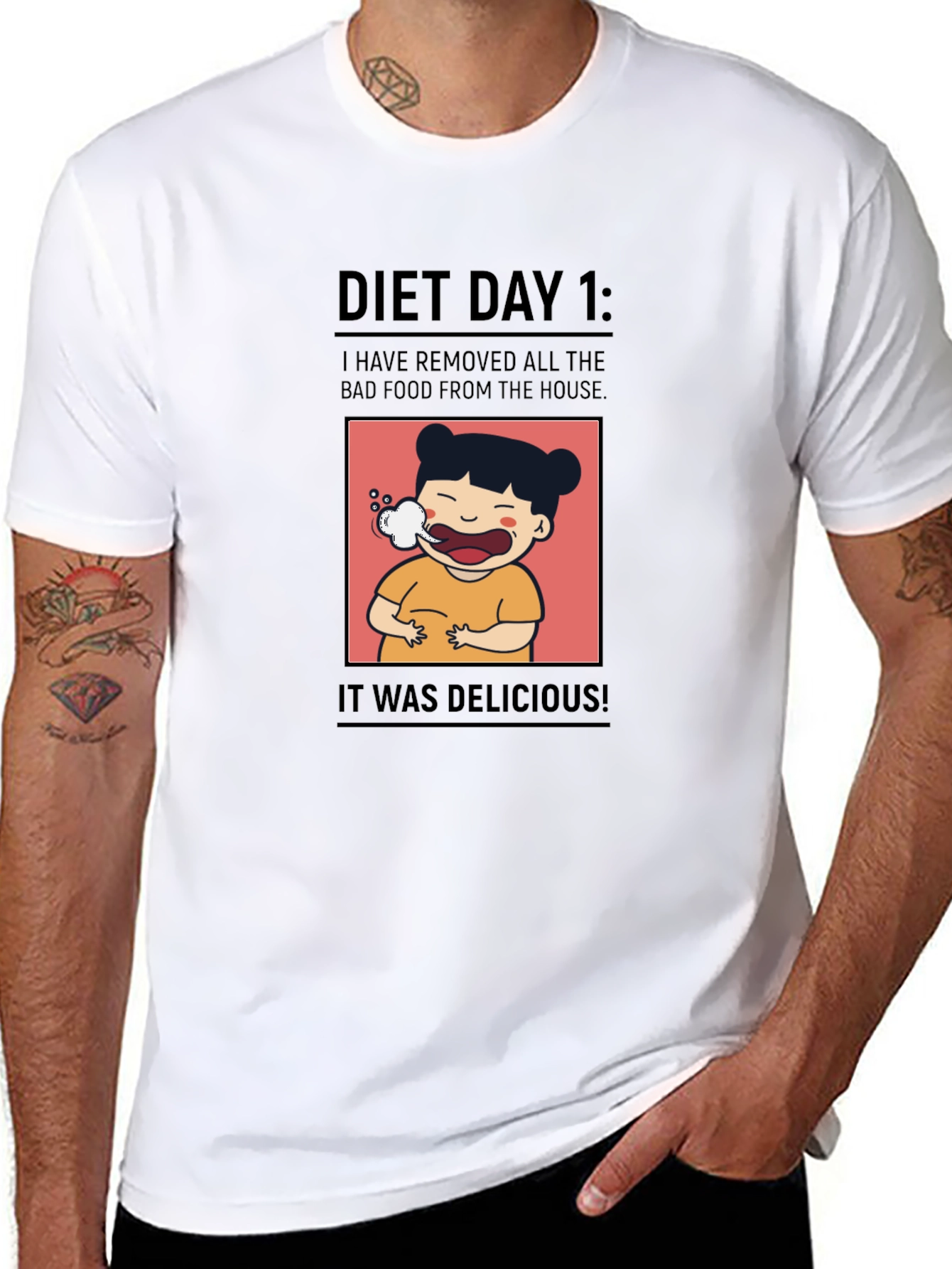 Diet Day 1 T-Shirt - Humorous Foodie Tee