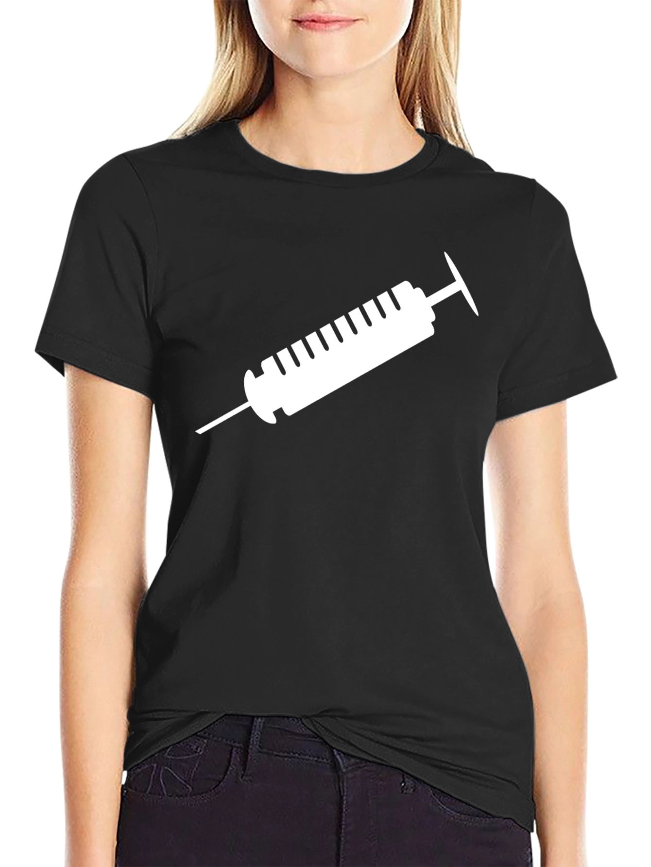 Syringe Graphic Tee - Black Cotton T-Shirt