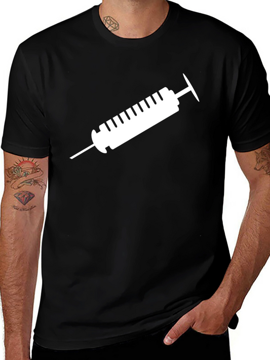 Syringe Graphic Tee - Black Cotton T-Shirt