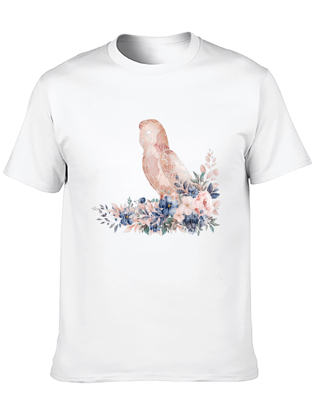 Owl and Floral T-Shirt - Black