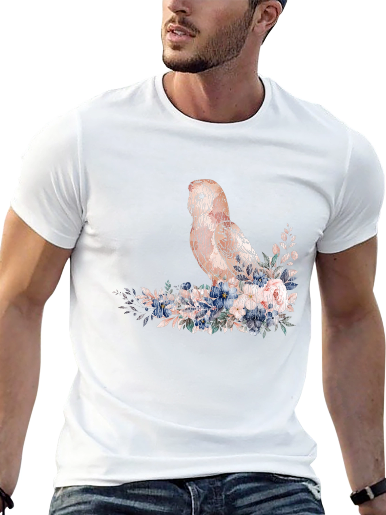 Owl and Floral T-Shirt - Black