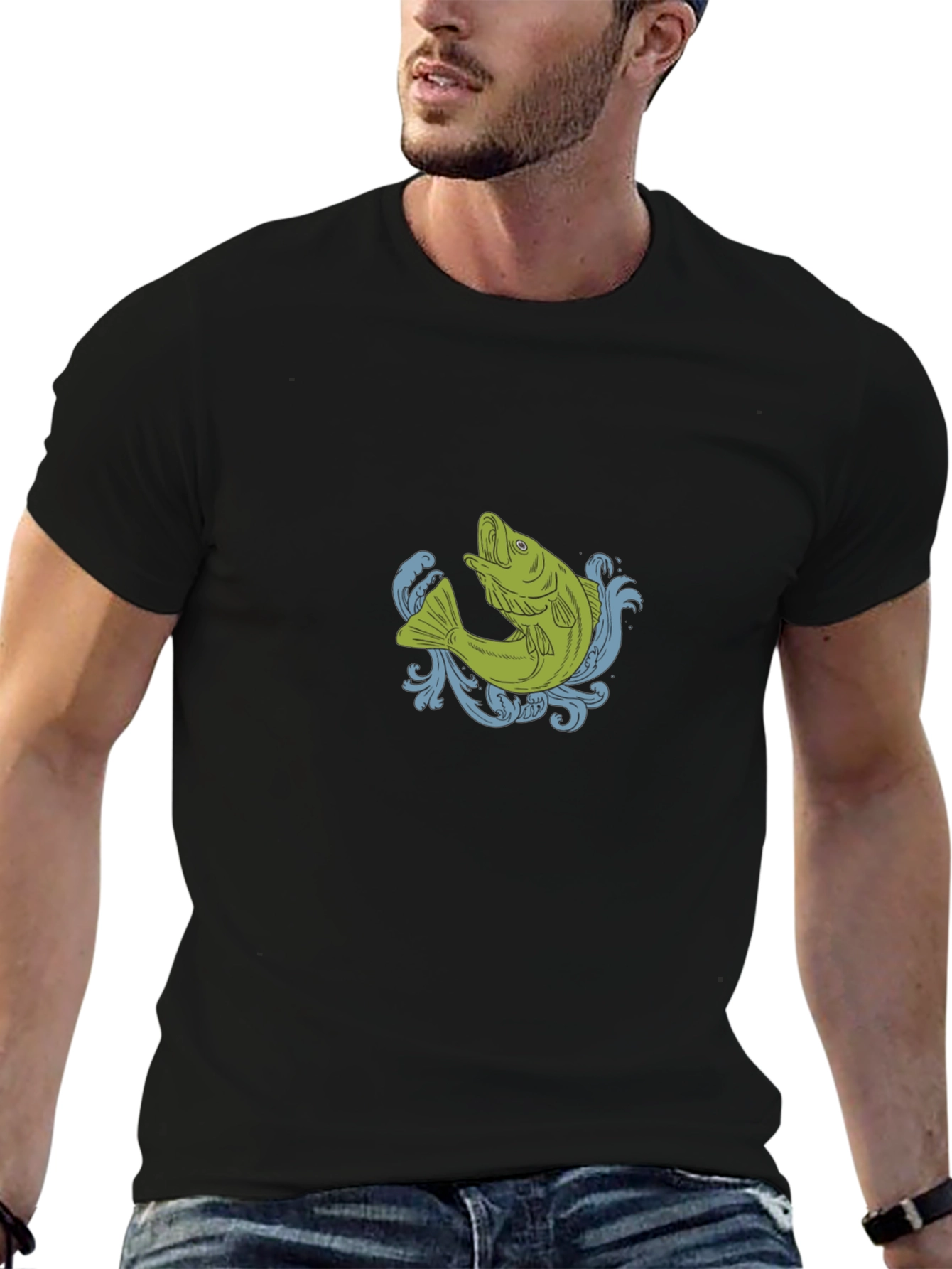 Fish Graphic Black T-Shirt