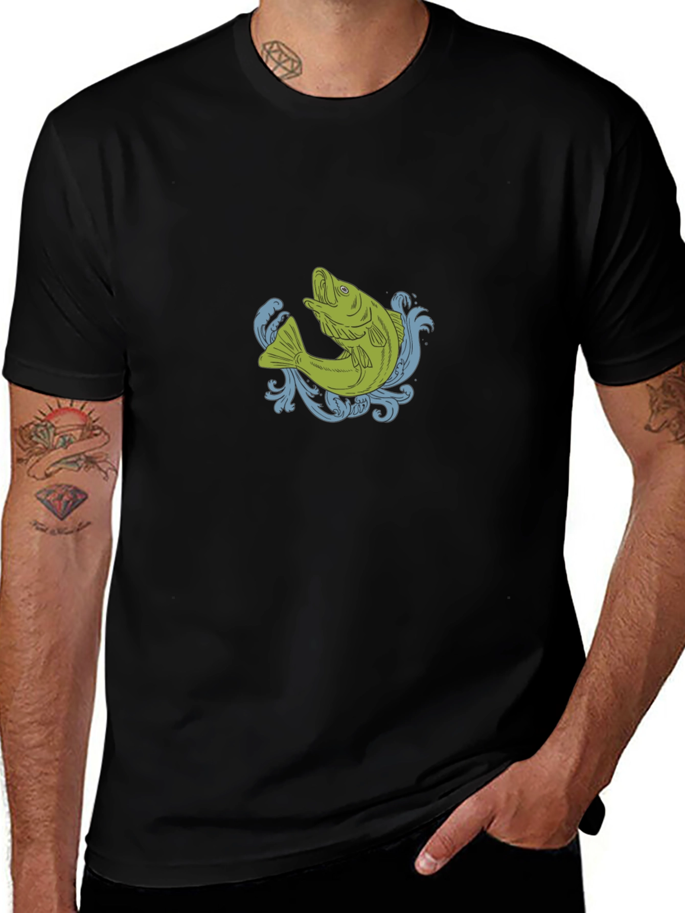Fish Graphic Black T-Shirt