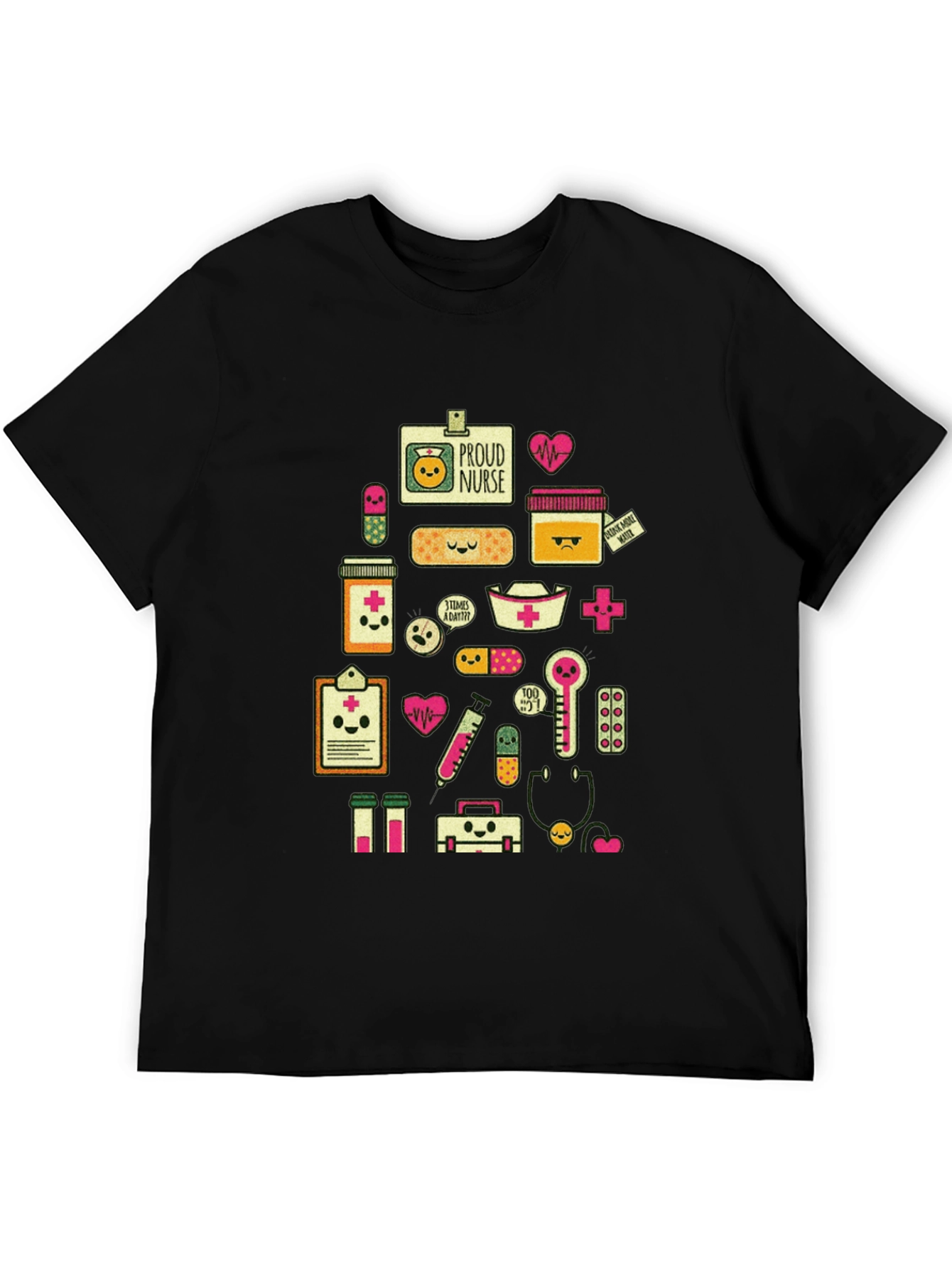 Proud Nurse Graphic Print Black T-Shirt