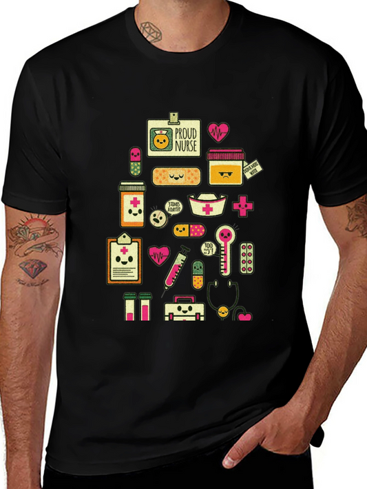 Proud Nurse Graphic Print Black T-Shirt