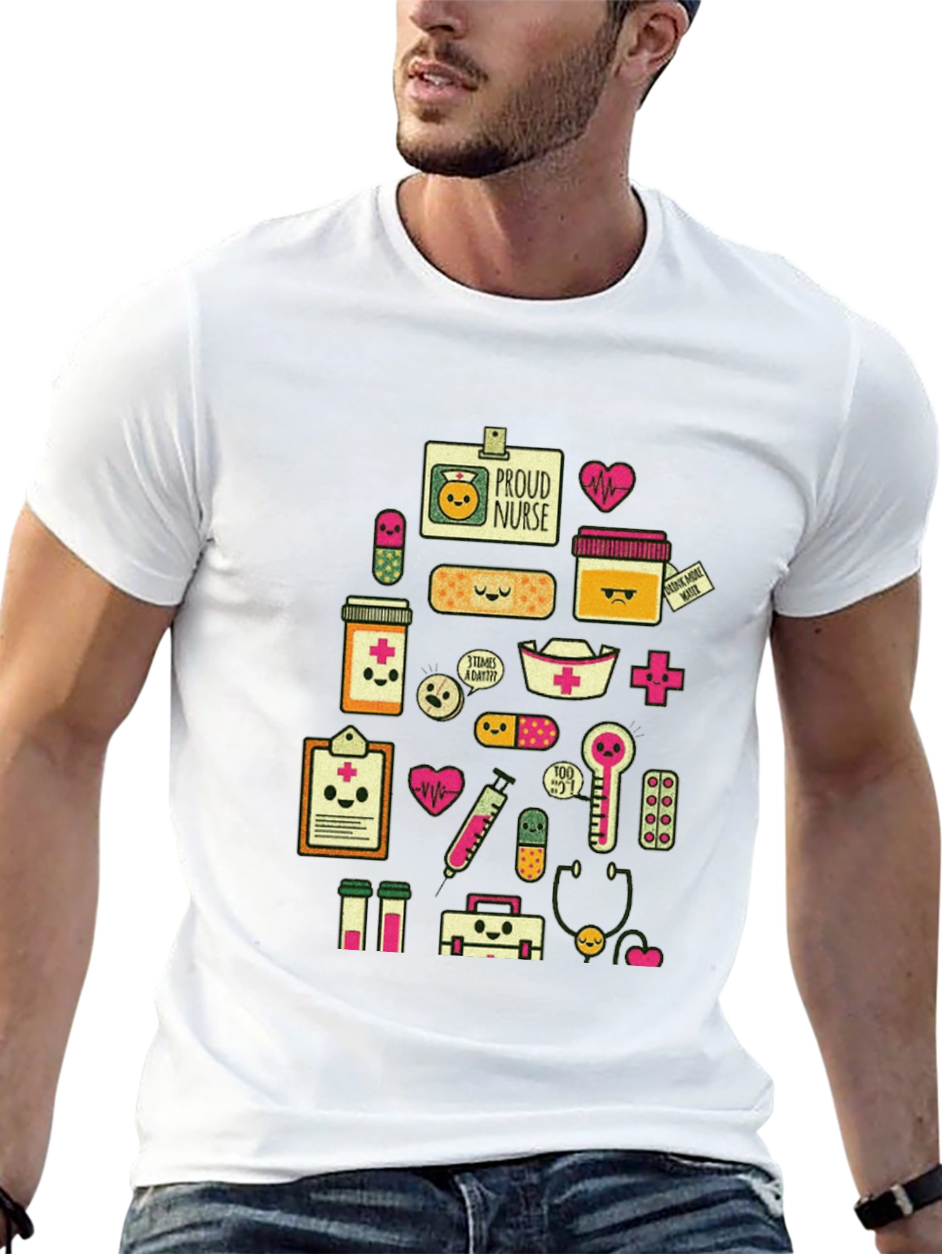 Proud Nurse Graphic Print Black T-Shirt