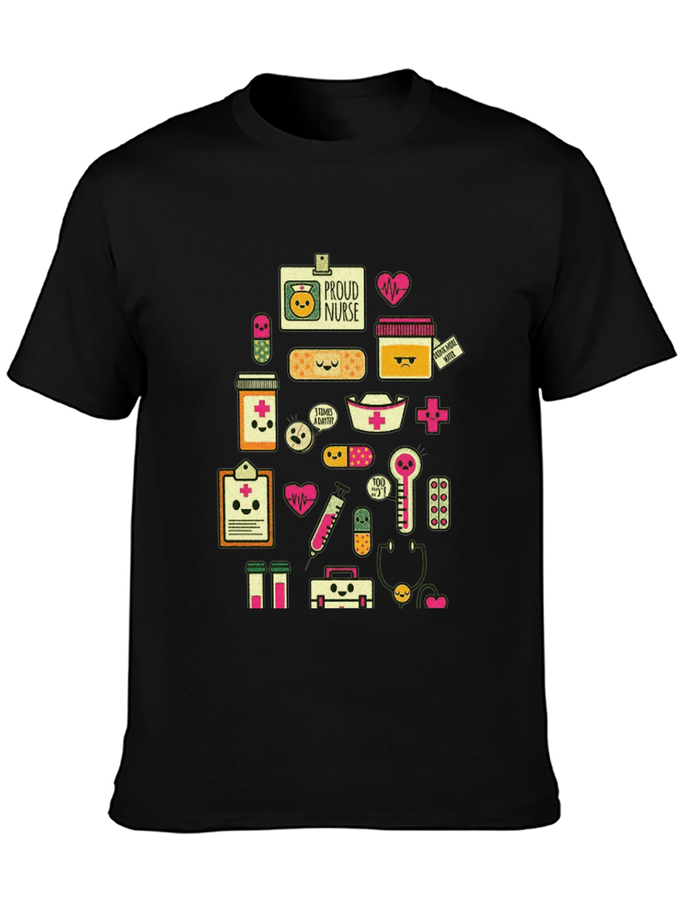 Proud Nurse Graphic Print Black T-Shirt