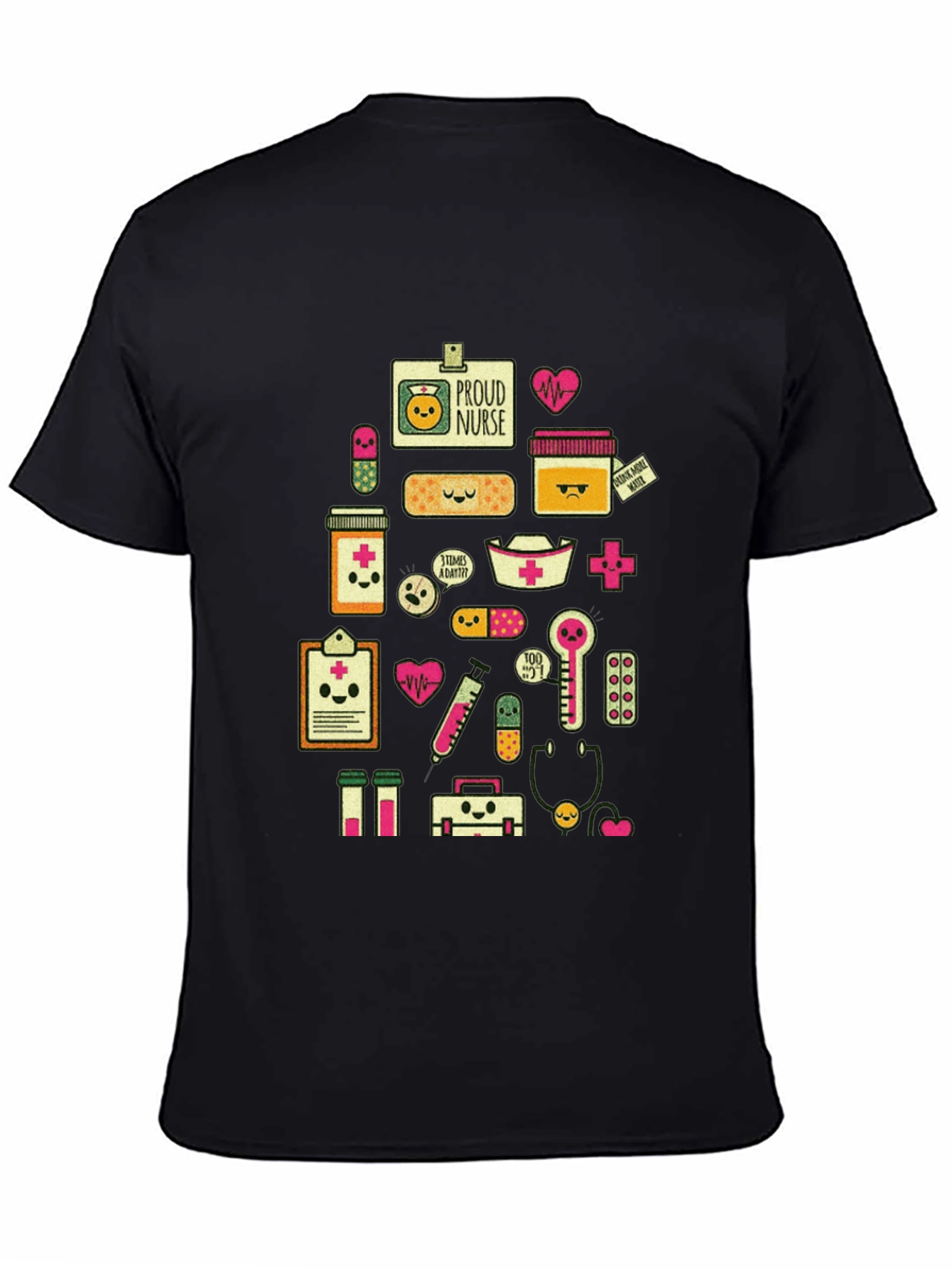 Proud Nurse Graphic Print Black T-Shirt