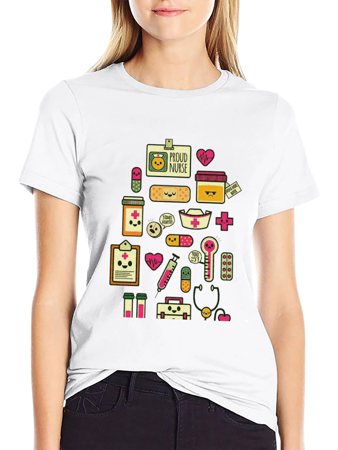 Proud Nurse Graphic Print Black T-Shirt