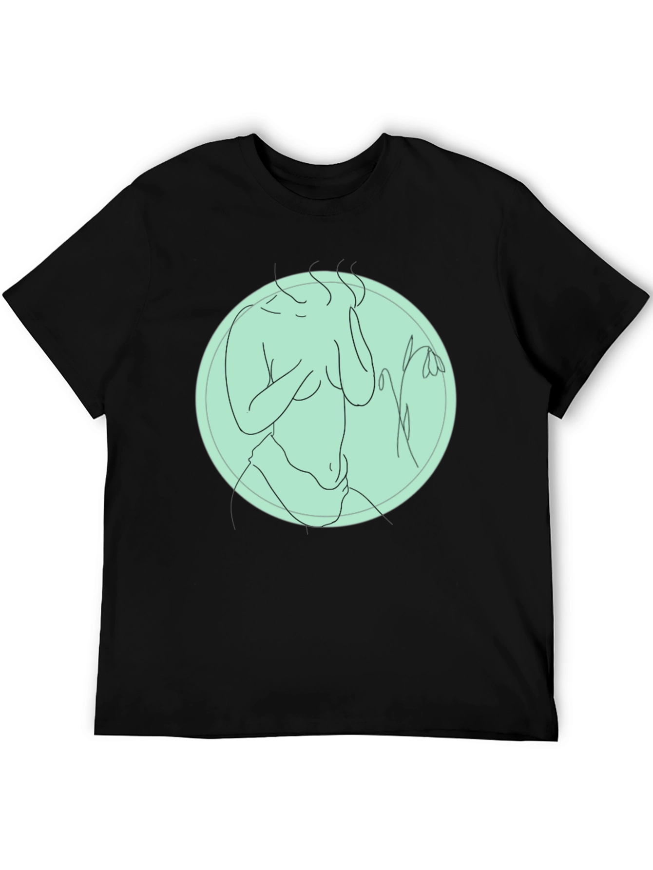 Abstract Line Art Graphic Tee - Unisex Black T-Shirt