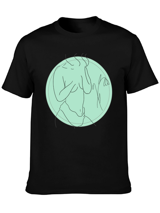 Abstract Line Art Graphic Tee - Unisex Black T-Shirt
