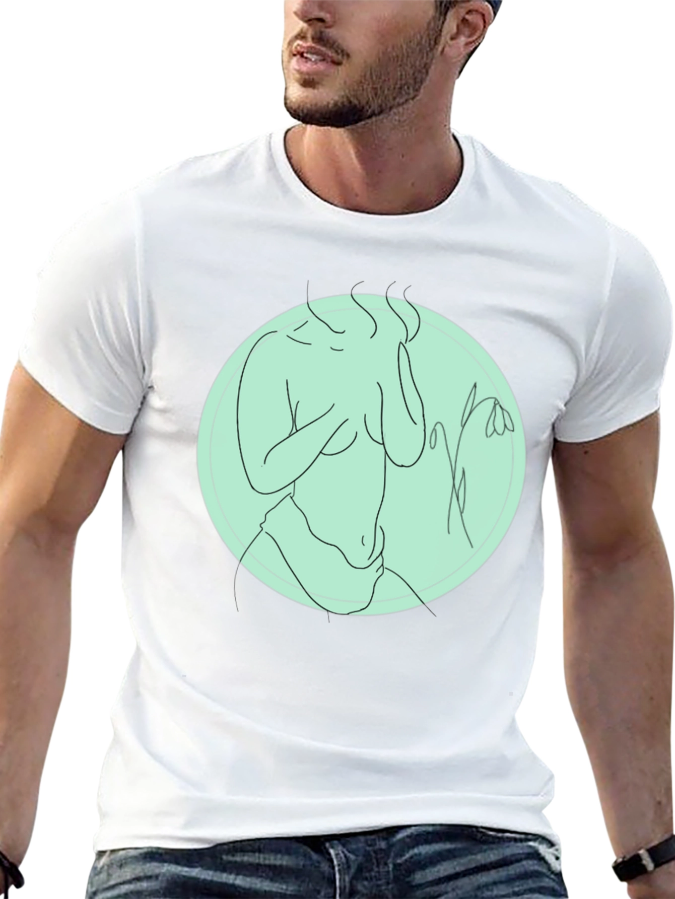 Abstract Line Art Graphic Tee - Unisex Black T-Shirt